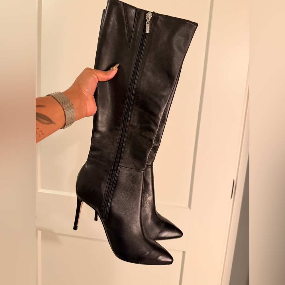 SCHUTZ Black Leather Knee-High Boots